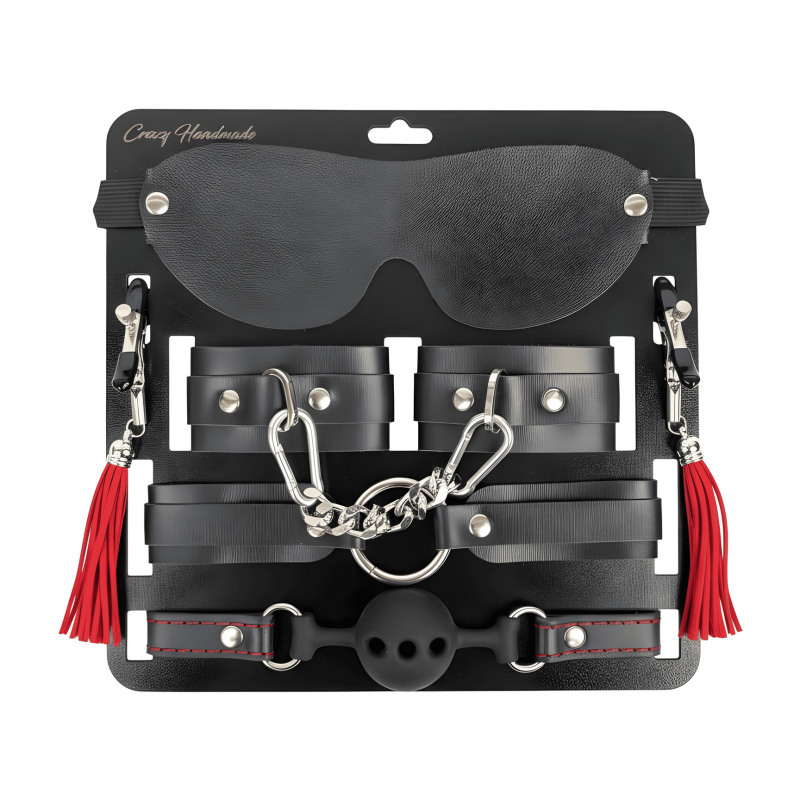 Набор БДСМ девайсов "Crazy Handmade" кожа, черный 